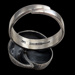Karl Laine Finnish Silver Modernist 1970s Scandinavian Sun & Moon Statement Adjustable Ring Size 10