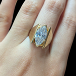 14K Cubic Zirconia Vintage Ring High Marquise Style Setting