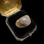 14K Brushed Yellow Gold & Diamond Heart Dome Ring Size 7