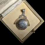 Sterling Silver Revolving Etched Photo Locket Spinner Fob / Pendant