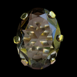 10K Yellow Gold & Faceted Oval Cut Smoky Quartz Cocktail Ring