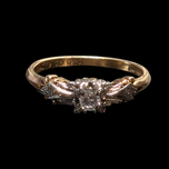 Vintage Art Deco 14K -18K White and Yellow Gold and Diamond Size 6