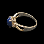 10K White Gold Synthetic Star Sapphire & Diamond Ring Size 5.5