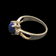 10K White Gold Synthetic Star Sapphire & Diamond Ring Size 5.5