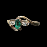 10K Yellow Gold Emerald & Diamond Twist Ring Size 6.5