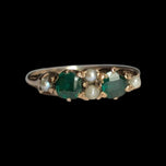 Antique 10K Gold Green Garnet Doublets & Seed Pearl Ring Size 5.5