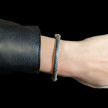 Italian Sterling Silver Chevron Pattern / Ribbed Hinge Cuff Bracelet