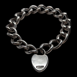 Sterling Silver Heart Padlock Bracelet
