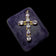 Antique 10K Yellow Gold & Natural Amethyst Cross Pendant: Large