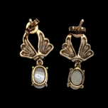 10K Yellow Gold and White Opal Teardrop Dangle Earrings