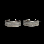 10K White Gold CZ Stardust/ Glitter Finish Hoop Earrings Made in Italy by Bella