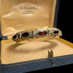 Sterling Silver & Marquise Cut Garnet Panel Link Bracelet