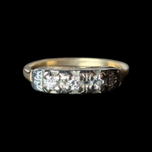 10K Yellow Gold & White Gold Art Deco Diamond Band Ring Size 6 3/4