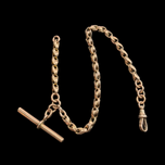 Antique 9K Gold Watch Fob With T-Bar & Dog Clip 10"