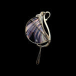 Sterling Silver Art Nouveau Style by Artist Pat Cheney Brooch with John Ditchfield Glass