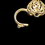 9K Yellow Gold Open Work Filigree Heart Lock / Padlock Pendant / Connector Charm