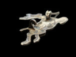 Vintage Sterling Silver Leaping Stag / Jumping Deer Brooch