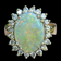 14K & 18K Gold White Opal Mosaic Diamond Halo Ring Squared Shank