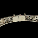 18K White Gold & Diamond Filigree Art Deco Bangle Bracelet