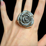 Sterling Silver Large Hollow Rose Flower Statement Ring Size 7 3/4
