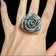 Sterling Silver Large Hollow Rose Flower Statement Ring Size 7 3/4