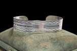 Sterling Silver Victorian Revival Etched Cuff Bracelet 5 1/4"