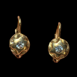 Vintage 10K Yellow Gold and Glass Star Drop Earrings