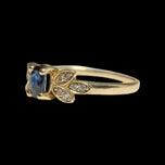 10K Yellow Gold Sapphire & Diamond Floral Shank Ring Size 6 1/4