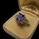 10K Yellow Gold Emerald Cut Purple Sapphire Open Work Cathedral Ring Size 7.5