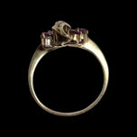 10K Yellow Gold Natural Ruby & Diamond Flower Custer Ring Size 9 1/4