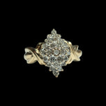 10K Yellow Gold Diamond Shaped Waterfall Cluster Ring Size 4.5