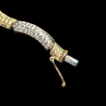 14K Yellow & White Hammered / Textured Gold Two Tone Link Bracelet with Box Clasp