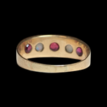 10K Yellow Gold Opal & Red Glass Ring Size 7 3/4