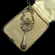 Mimi Shulman Tokens of Gilt Art Nouveau Chandelier / Lavalier Necklace Gilt Silver OOAK