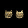 10K Yellow Gold Brushed / Etched Cat Head Stud Earrings