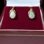 14K Yellow Gold Teardrop Opal Stud Earrings
