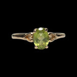 10K Yellow Gold & Natural Diopside Heart Shouldered Ring Size 6
