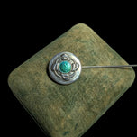 Charles Horner Sterling Silver & Enamel Art Nouveau Articulating Head Hat Pin 10"