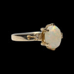 14K Yellow Gold Birks Opal & Diamond Ring Size 4.5