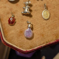 14K Yellow Gold Flask /  With Ruby Chips Charm