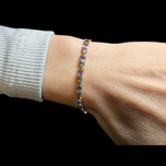 10K Yellow Gold Triangle Link Bracelet with Tanzanite & Diamond
