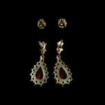 14K Bohemian Garnet Cluster Dangle Stud Earrings