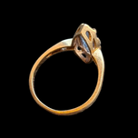 10K Yellow Gold Vintage Synthetic Blue Spinel Ring - Marquise Cut