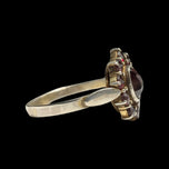 Antique .900 Silver Bohemian Garnet Flower Cluster Ring Size 8 1/4
