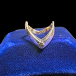 14K Yellow Gold Chevron Diamond Stacker Ring Size 6.5