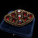 Antique Czech Filigree Brooch With Red Glass Crystals