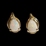 14K Yellow Gold Teardrop Opal Stud Earrings