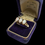 10K Yellow Gold Three Opal Row Ring Size 7