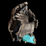 Sterling Silver Black Onyx & Turquoise Custom Made Ring Size 7