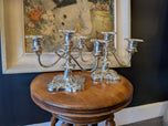 Set of Silver Plated Three Arm Candelabra Victorian Style